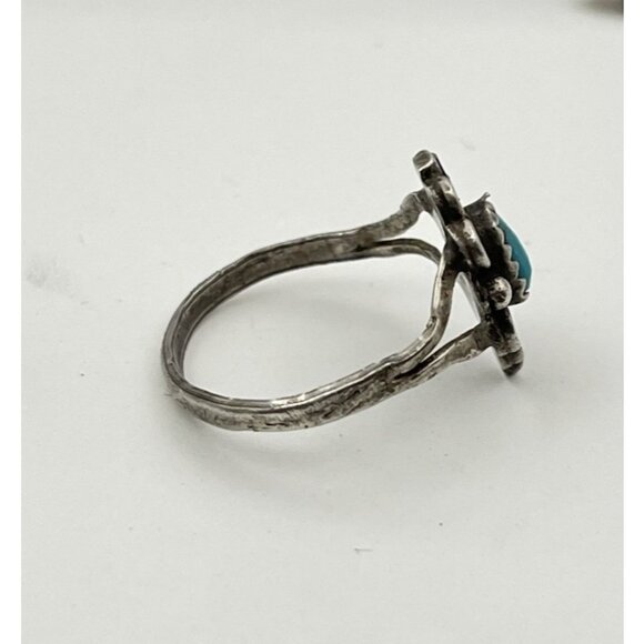 Vintage Sterling Silver Turquoise sz 8 Fred Harvey Era Navajo Souvenir Ring - Picture 6 of 15